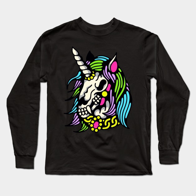 Skeleton horse rainbow Long Sleeve T-Shirt by Bojes Art